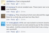 Facebook comments on cage story