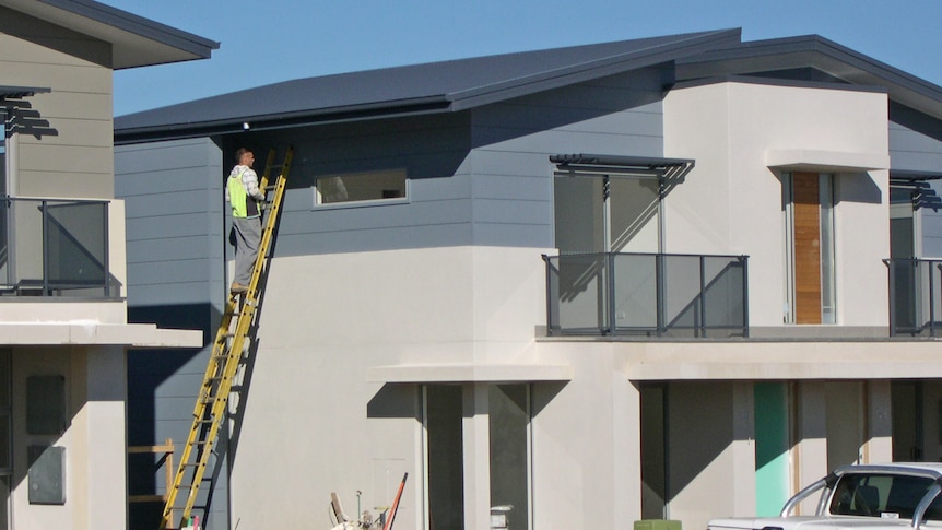 Builder working on a town house in Canberra
