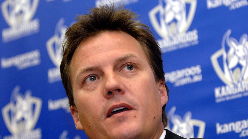 New Kangaroos chairman James Brayshaw speaks at a media conference in Melbourne, in December 2007.