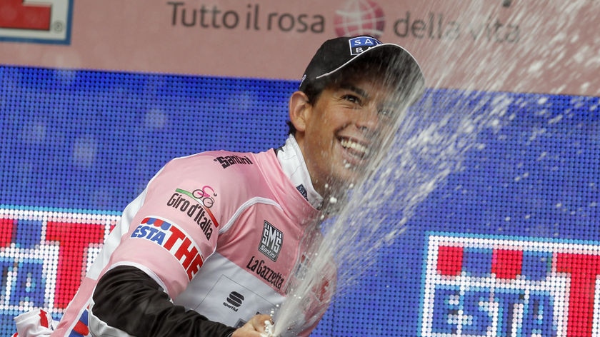 New leader: Australian Richie Porte takes the pink jersey.