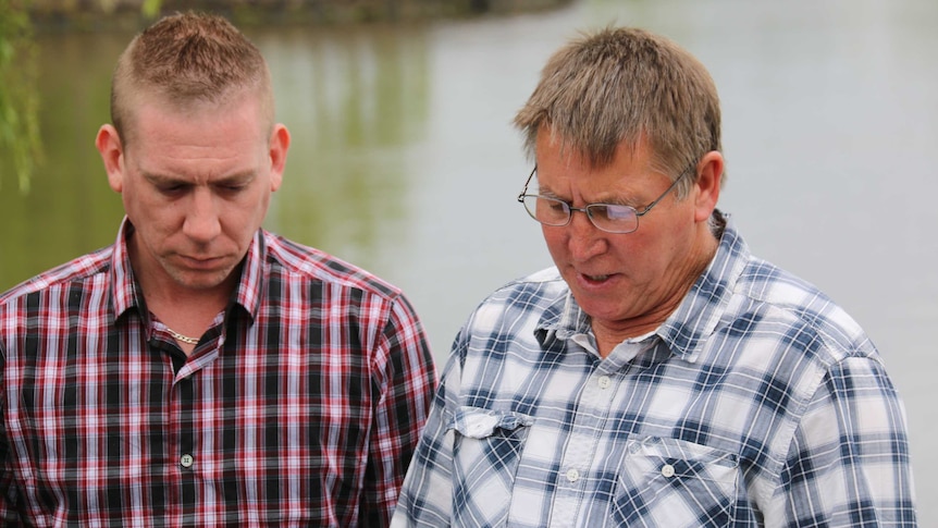 Shayne Goodchild with his daughter's husband David Turner in Canberra.