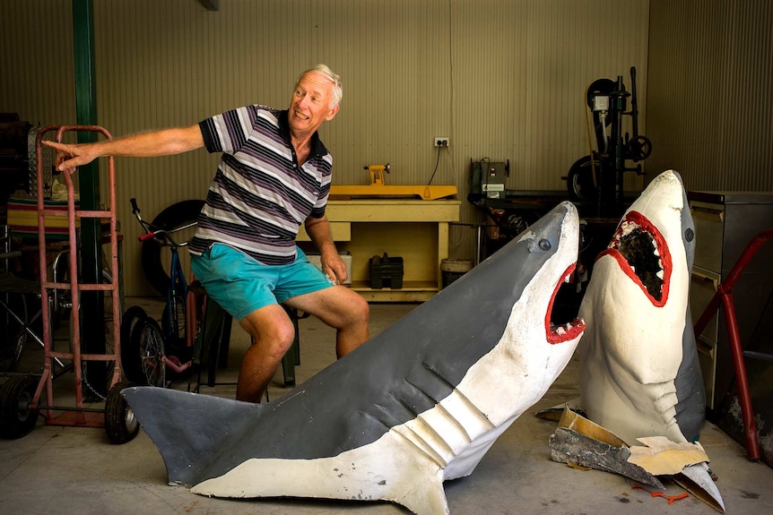 Nigel Kilpatrick with shark display