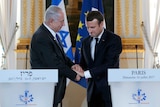 French President Emmanuel Macron and Israeli Prime Minister Benjamin Netanyahu.