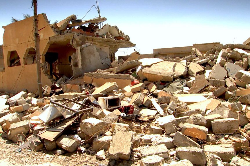 Destroyed houses in Sinjar