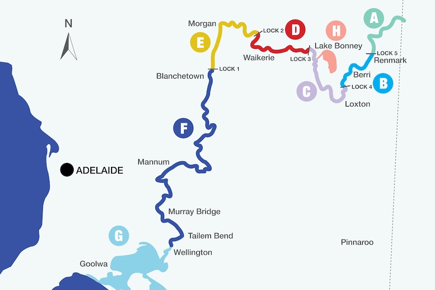 A graphic showing a map with letter codes