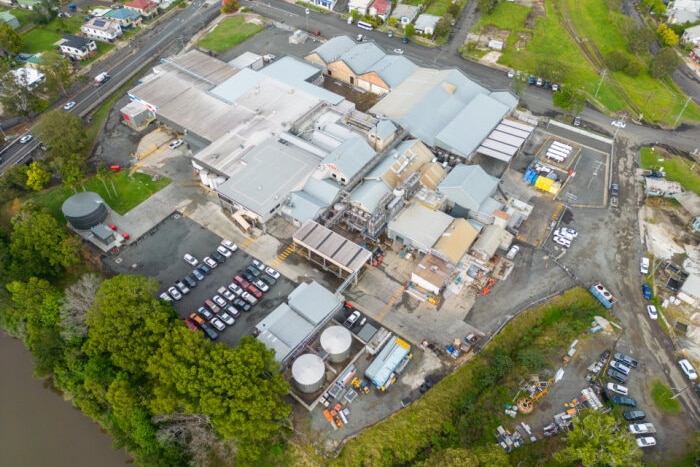 An aerial showing the scale of the factory.