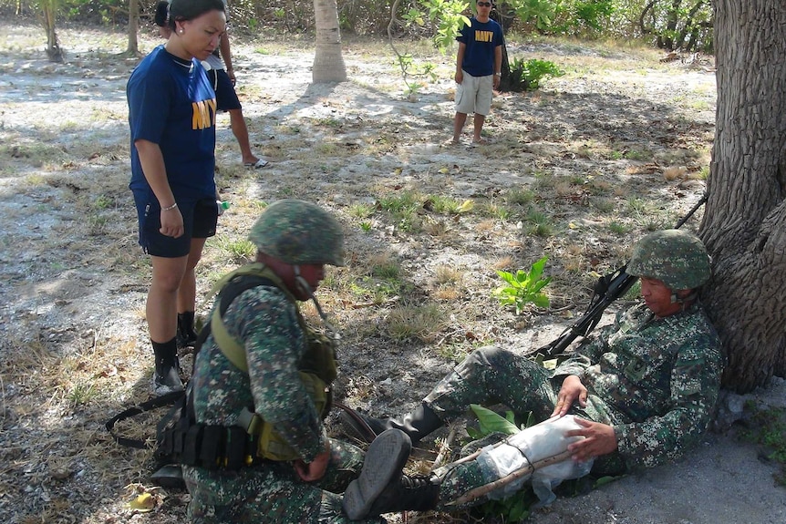 Filipino marines in the Spratly Islands.