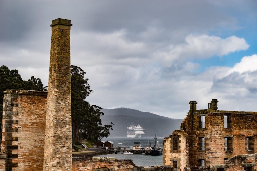 Cruise ship at the Port Arthur historic site