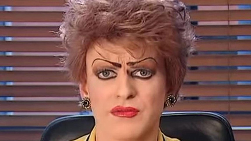 Simon Hunt dressed up as Pauline Pantsdown, his satirical take on politician Pauline Hanson