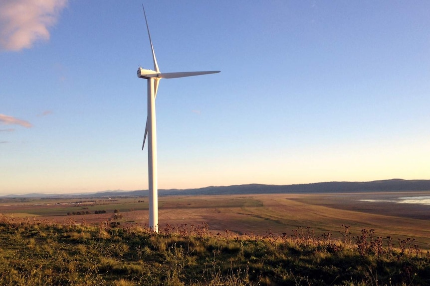 Wind farm at sunset