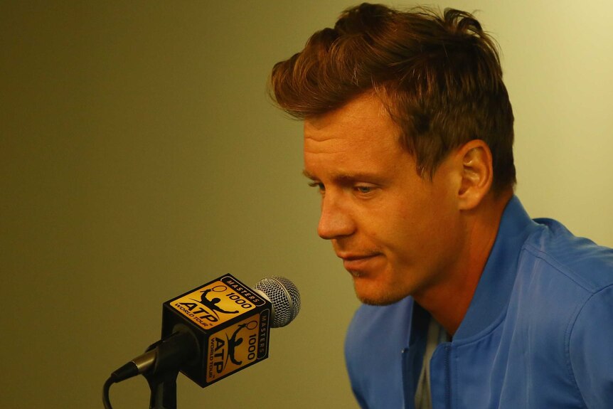 Berdych fronts media after withdrawal