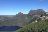 Cradle Mountain and Dove Lake with blue skies