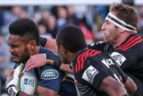 Speight wrapped up by the Crusaders defence