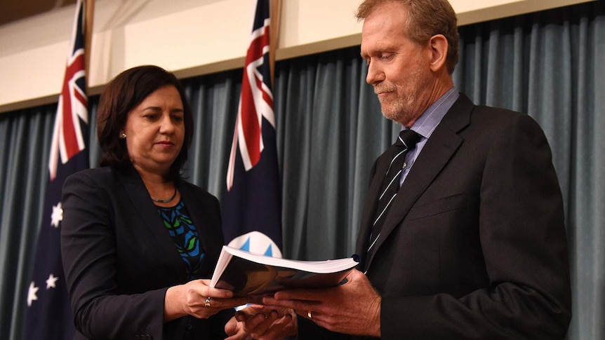 Inquiry commissioner Alan MacSporran QC handed the report to Premier Annastacia Palaszczuk on Monday morning.