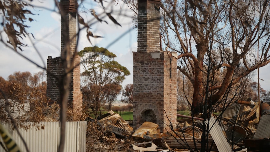 Burnt out remains of a home