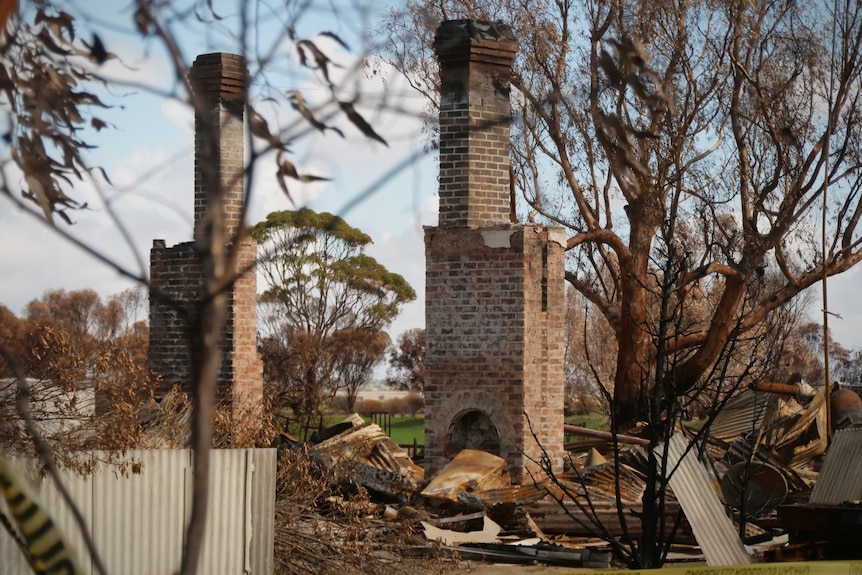 Burnt out remains of a home