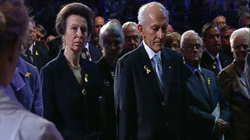 Princess Anne stands with Victorian Governor David de Krester.