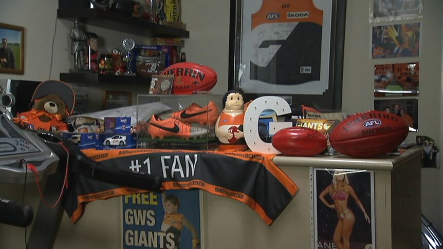 Some of the Giants memorabilia in the couple's home