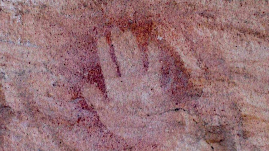 A red ochre hand stencil found in the Pilliga Forest of NSW