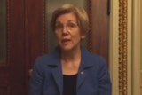 Democrat senator Elizabeth Warren delivers a speech on Facebook live