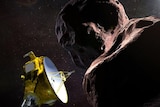 An artist's impression showing the New Horizons probe investigating Ultima Thule.
