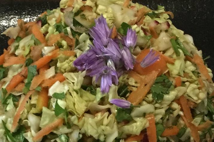 The coleslaw made from the giant cabbage