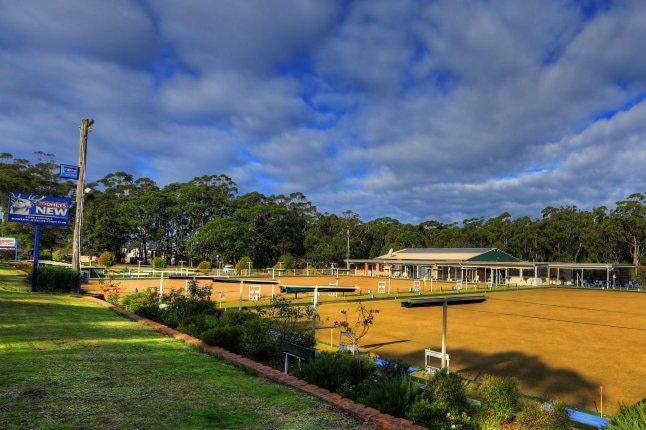 A scenic image of a bowls club in country NSW against a blue sky.