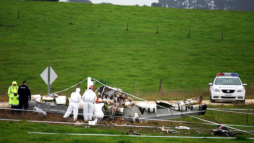 Wreckage of Angel Flight plane crash near Mt Gambier, June 2017