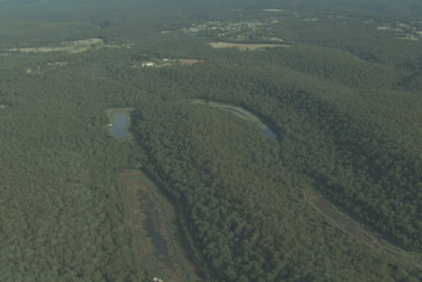 An aerial view of Thirlmere Lakes.