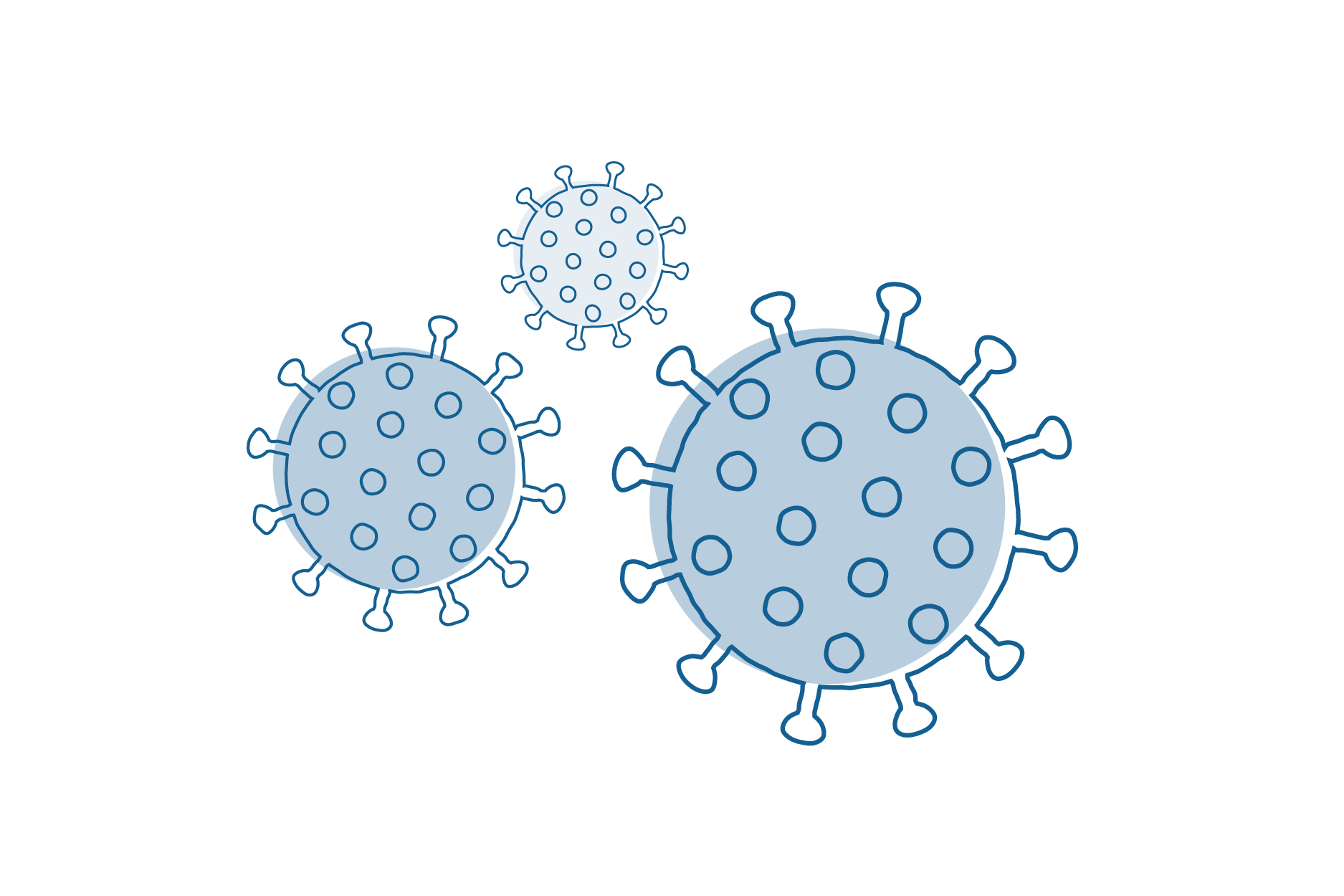 An illustration of the coronavirus cell with spikes all over it.