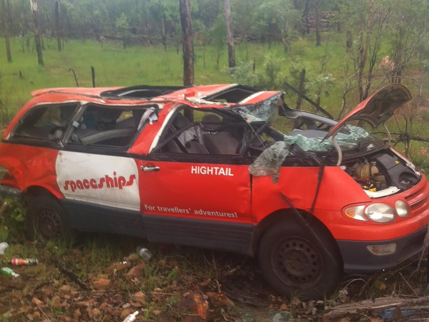 Two people were injured in this crash in Litchfield National Park, south of Darwin.