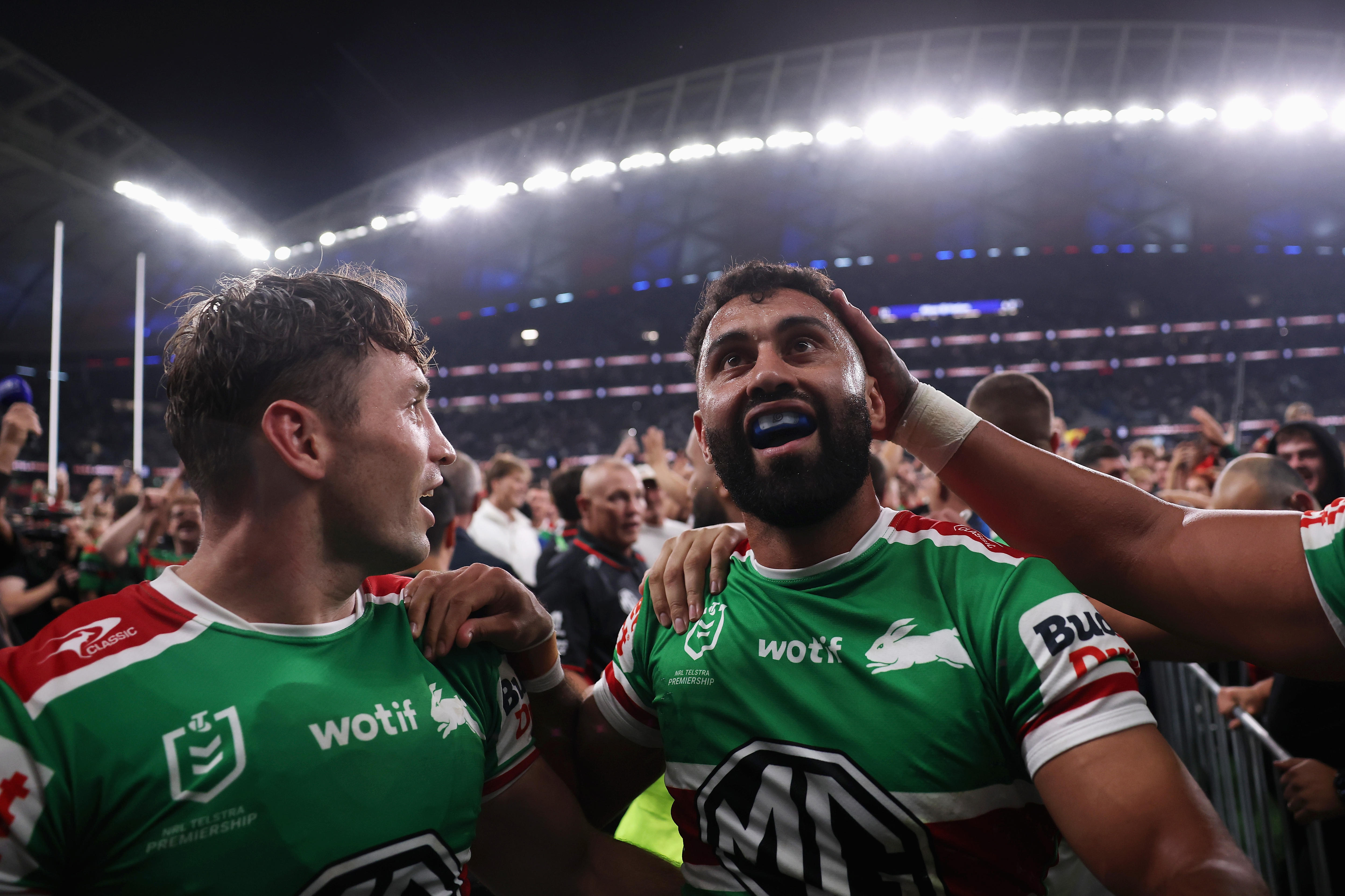 Fans rushing the field for Alex Johnston