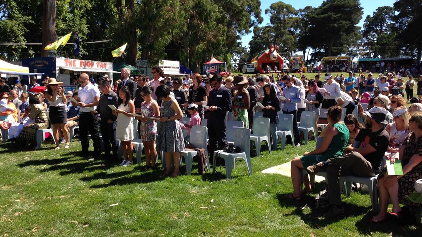 Australia Day ceremony Sandy Bay Tas