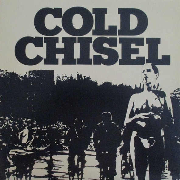 Cold Chisel's self-titled album featuring a 70s scene silhouetted against a light background.
