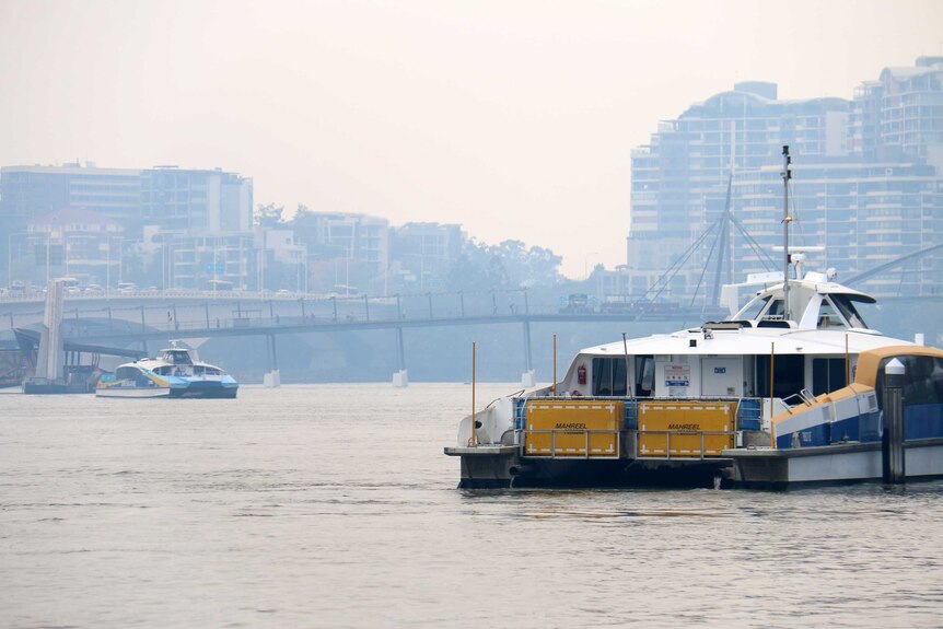 CityCats on Brisbane River as smoke from bushfires fills the air.