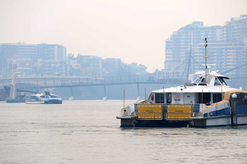 CityCats on Brisbane River as smoke from bushfires fills the air.