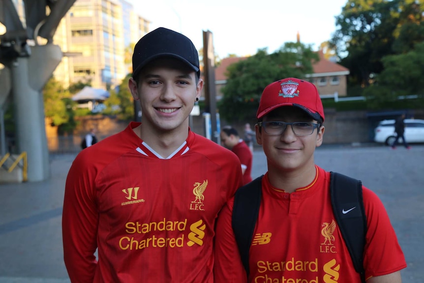 Tomas and Simon Petsianis attending Liverpool vs Sydney FC game
