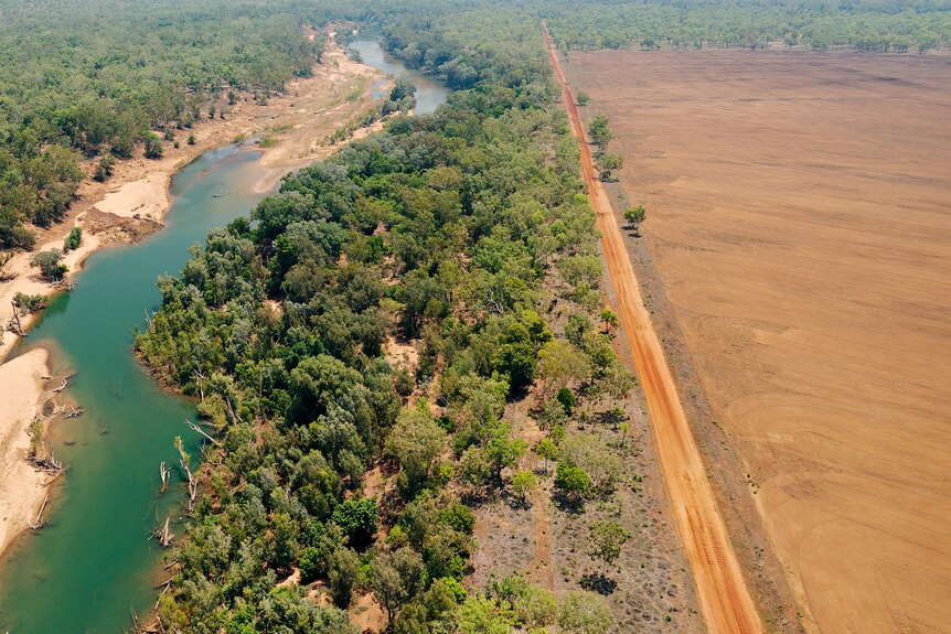 The Daly River with land clearing in close proximity.