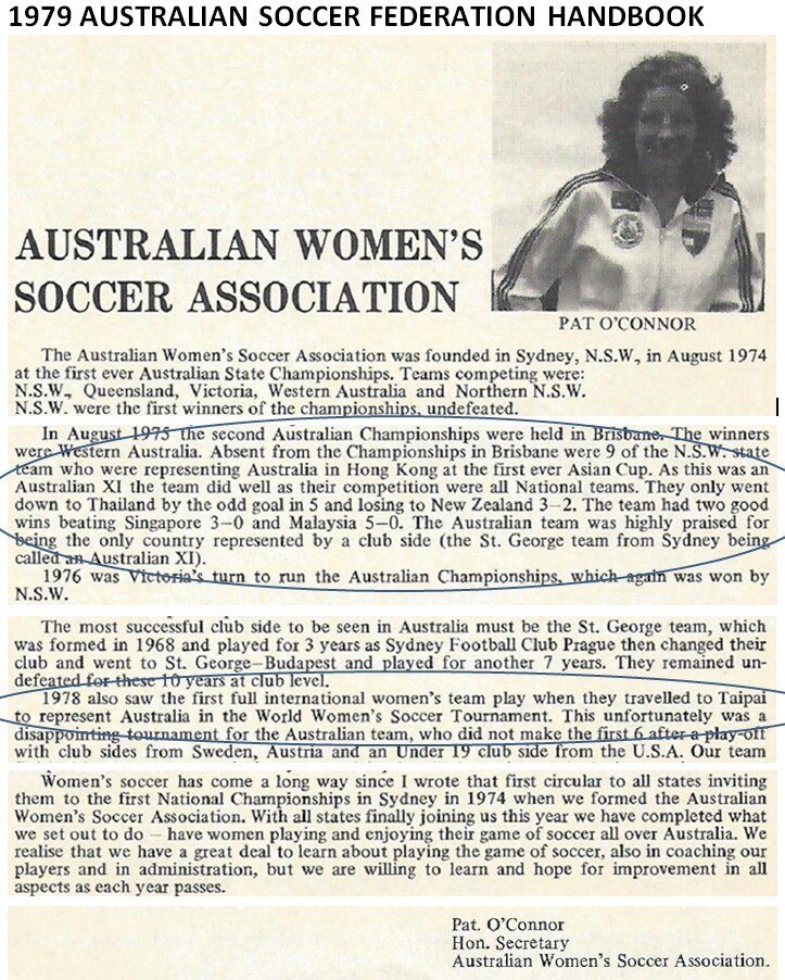 Text from a report in a 1979 handbook about Australian soccer