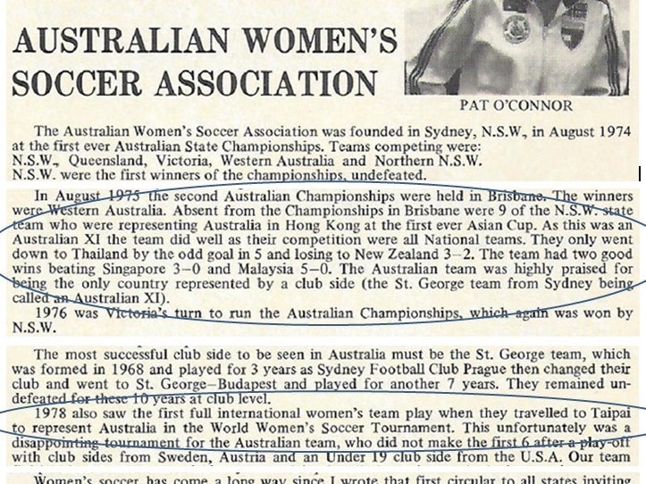 Text from a report in a 1979 handbook about Australian soccer
