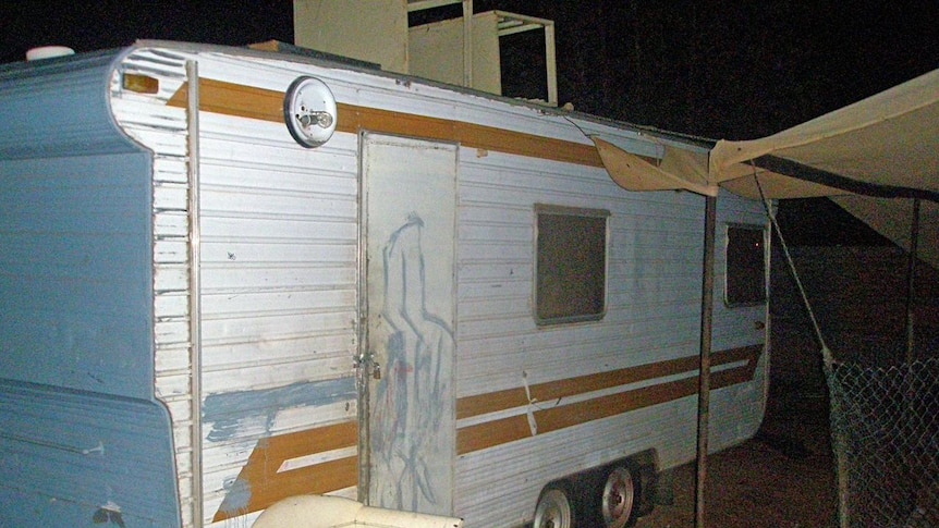It is alleged the woman was held prisoner in this caravan for two months.