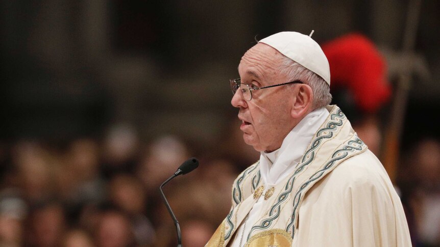 Pope Francis delivers a New Year's Eve mass.