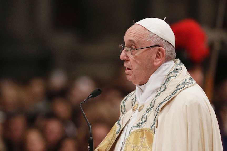 Pope Francis delivers a New Year's Eve mass.