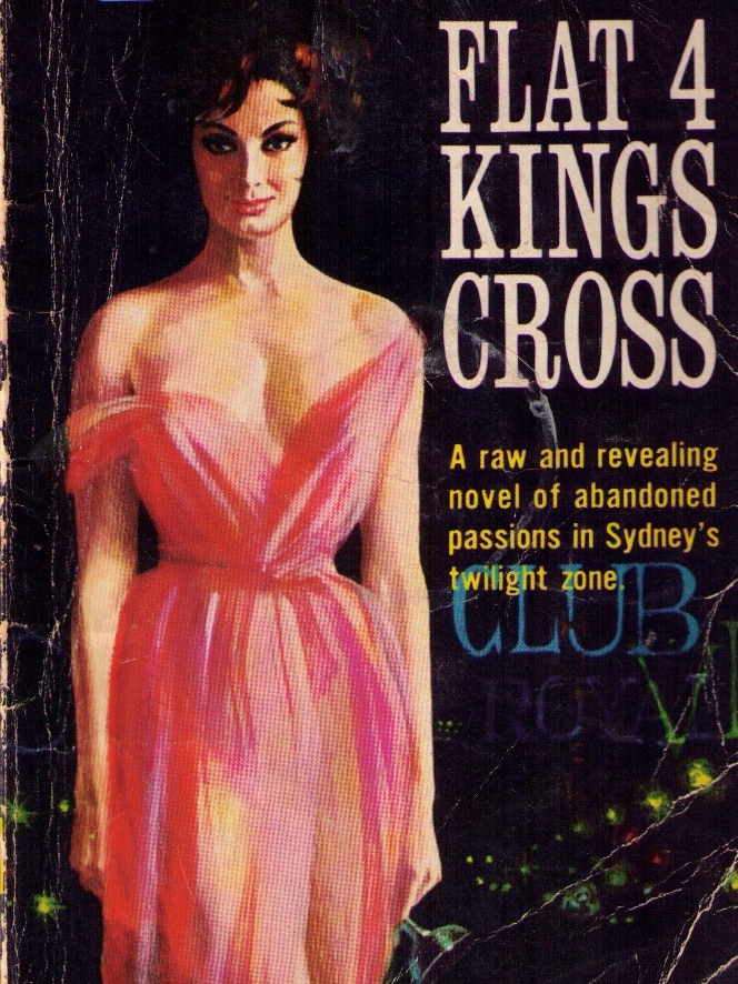 A pulp book cover depicting a woman clad in a negligee.