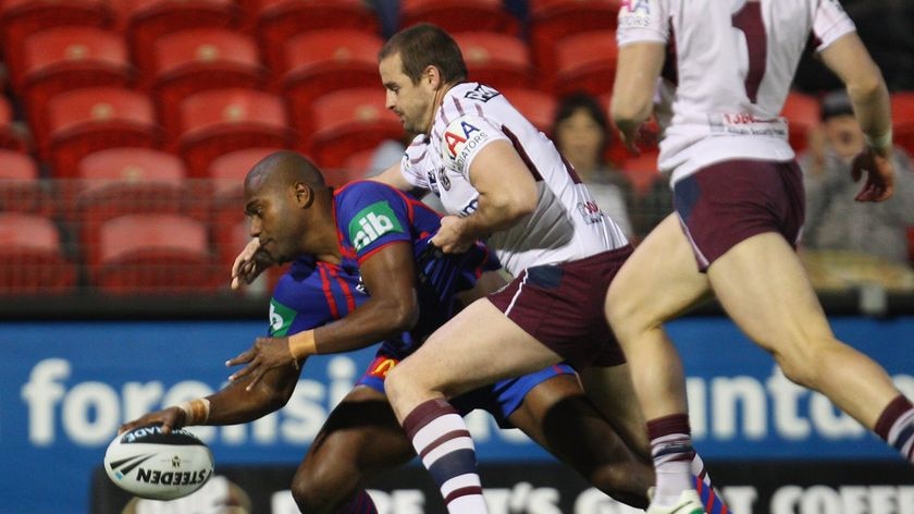 Lightning winger Akuila Uate scores one of his three first-half tries.