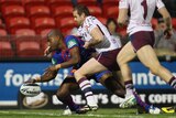 Lightning winger Akuila Uate scores one of his three first-half tries.