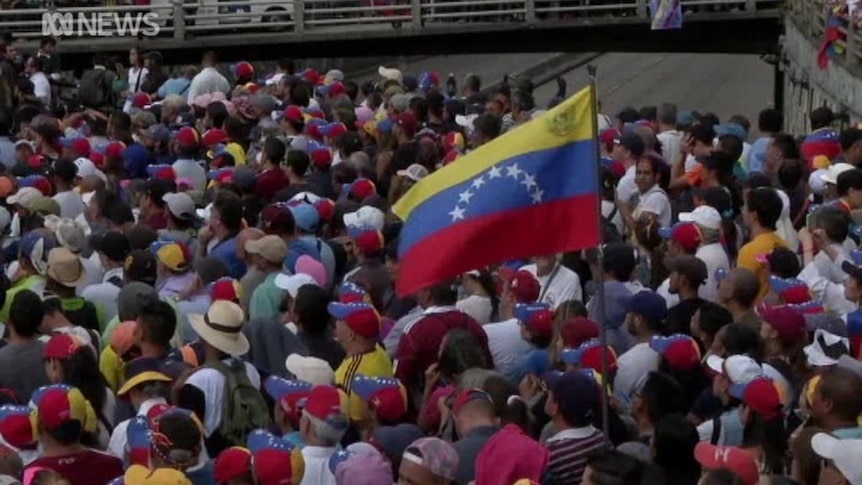 Thousands protested in Caracas against Mr Maduro's controversial election win.