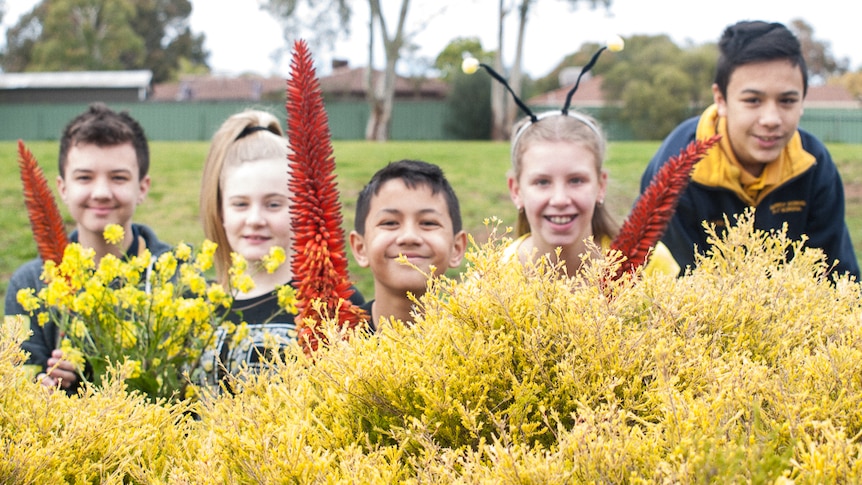 Surrey Downs Primary School students (L-R) Ethan Maguire, Teagan Peddler, Brandon Doctor, Lilly Rosenthal and William Scott.