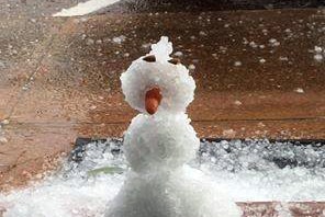 Snowman made of hail in Alice Springs