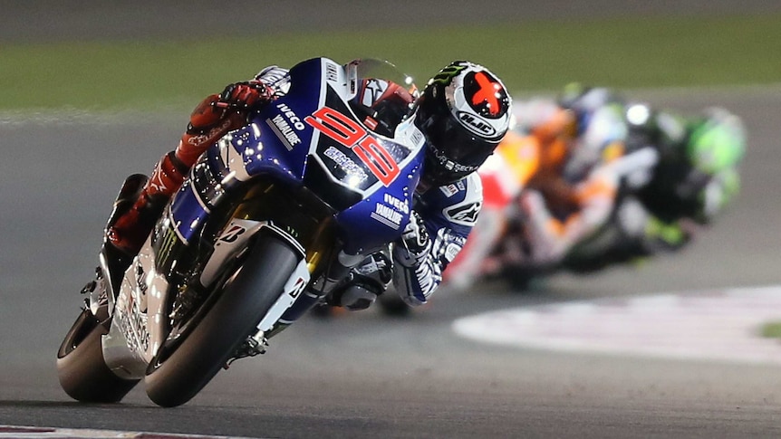 Yamaha rider Jorge Lorenzo in front at the Qatar MotoGP.